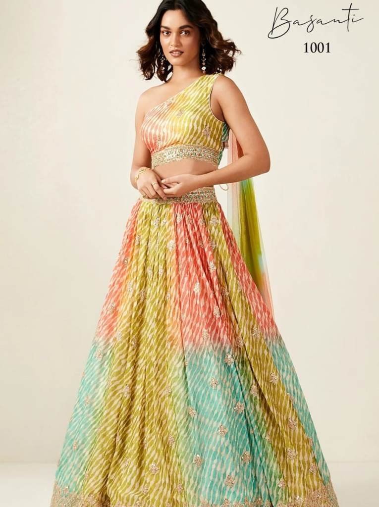 designer basanti dola silk mul 1712393261 Designer Basanti Dola Silk Multi Color Lehenga Choli 1001