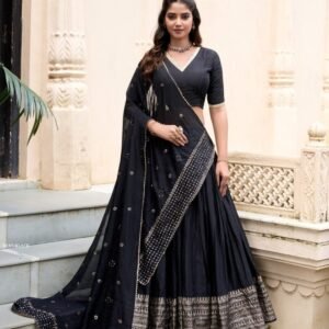 Designer Black Traditional Lehenga Set With Graceful Pallu