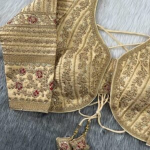 Designer Chiku Gold Long Sleeve Heavy Embroidery Bridal Work Blouse