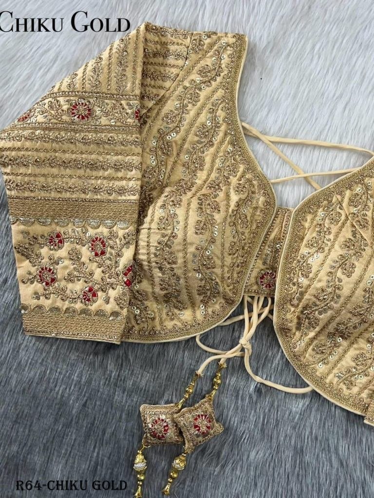 designer chiku gold long sleev 1718356986 Designer Chiku Gold Long Sleeve Heavy Embroidery Bridal Work Blouse