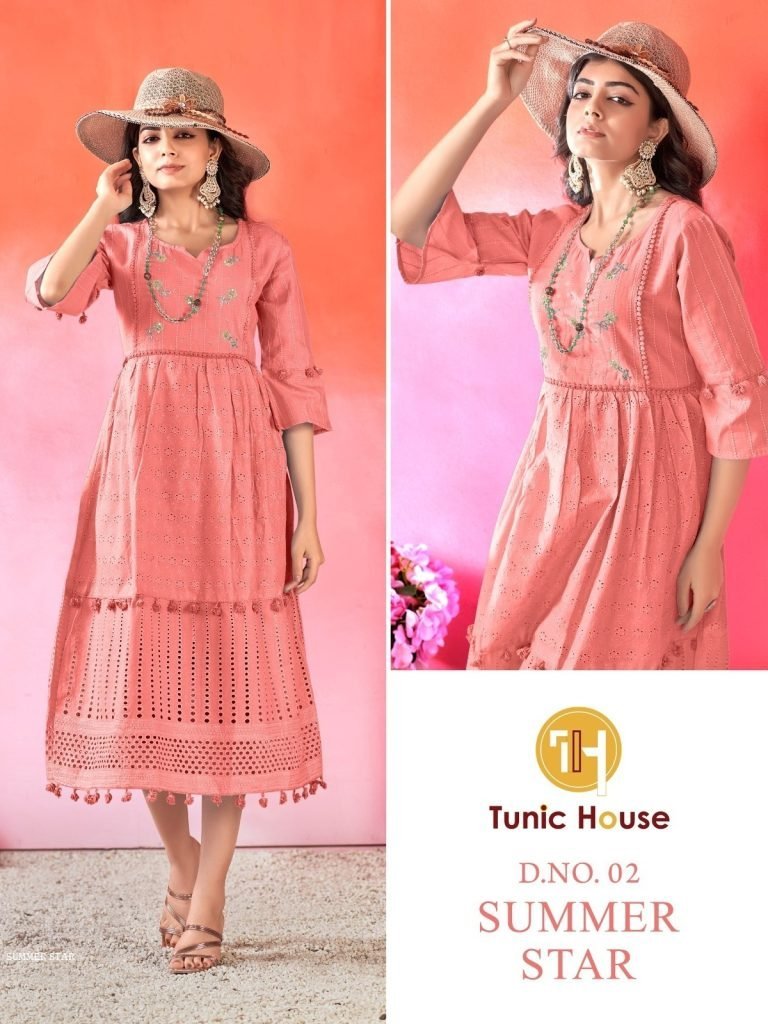 designer cotton summer star sc 1712742534 Designer Cotton SUMMER STAR Schiffli Work Gown