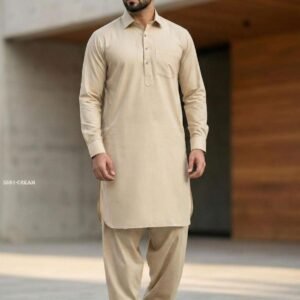 Designer Cream Men Kurta Pajama