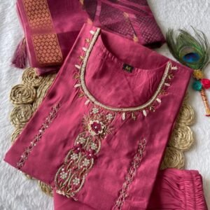 Designer Digital Print With Hand Work Roman Silk Kurtis