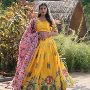 Designer Dola Silk Lehenga Choli With Dori Latkan