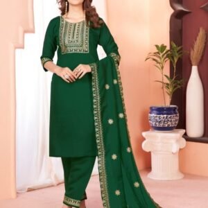 Designer embroidered fancy kurti pant and dupatta