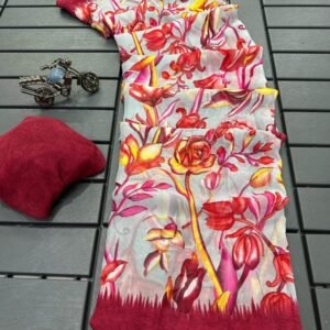 Designer fancy flower printed saree
