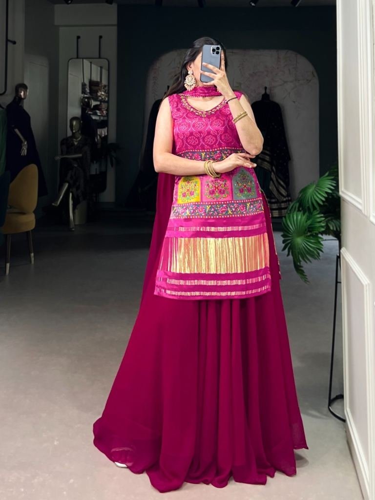 designer gaji silk pink three 1749896834 Designer Gaji Silk Pink Three Piece Set With Handwork