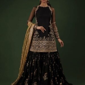Designer Georgette Readymade Pakistani Sharara Plazzo Suits With Jimmy Choo Dupatta