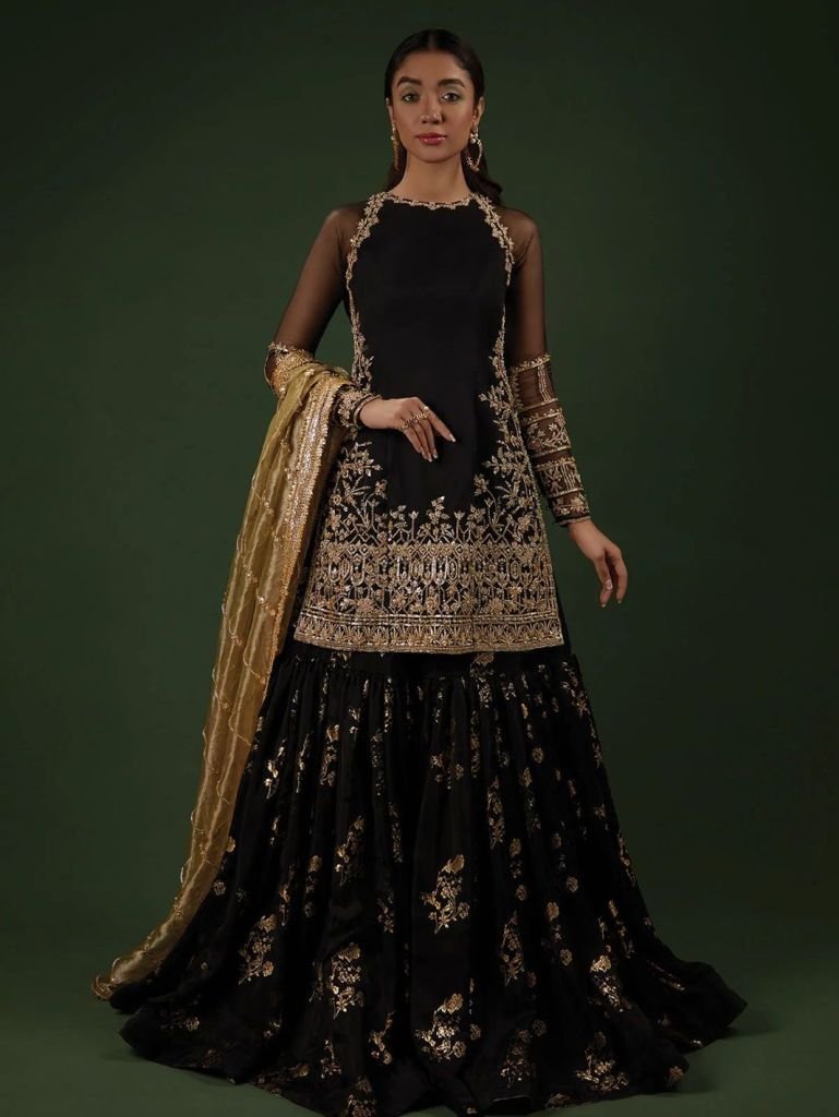 designer georgette readymade p 1734770655 Designer Georgette Readymade Pakistani Sharara Plazzo Suits With Jimmy Choo Dupatta