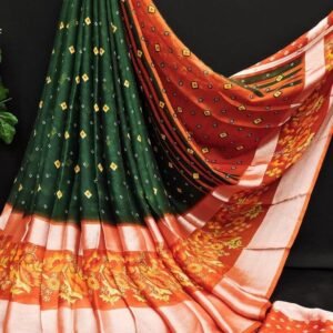Designer Green Moss Georgette Saree