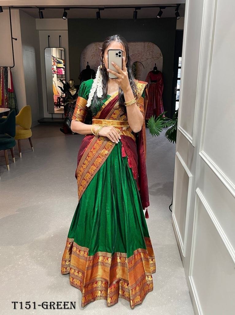 designer green narayan pet cot 1719822801 Designer Green Narayan Pet Cotton Lehenga Choli