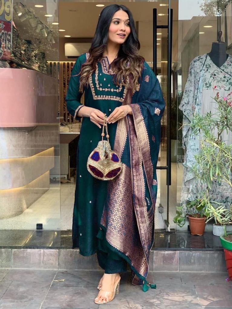 designer heavy cording work si 1732614332 Designer Heavy Cording Work Silk Kurtis Three Piece Kurtis
