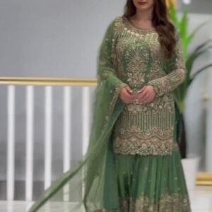 Designer Heavy Faux Georgette Sequence Sharara Suits
