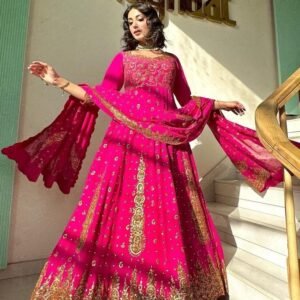 Designer Heavy Faux Georgette Pink Lehenga Choli