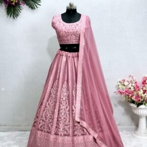 Designer Heavy Fuax Georgette Real Mirror Work Lehenga choli Set