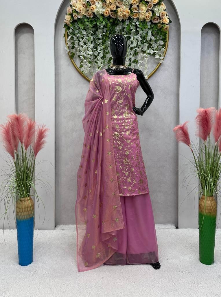 designer jimmy chu thread and 1712049404 Designer Jimmy Chu Thread and Sequence Work Pink Palazzo Suit