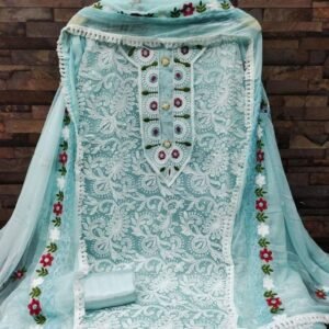 Designer Light Blue Model Embroidery Dress Material