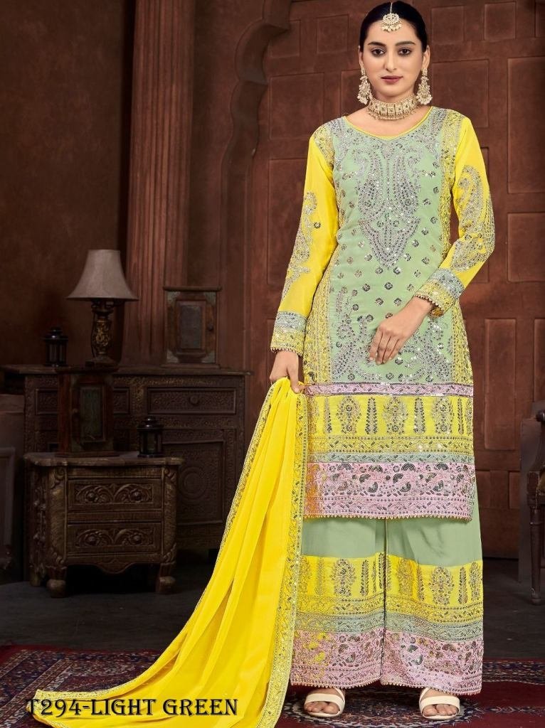designer light green georgette 1722836410 Designer Light Green Georgette Palazzo Set With Embroidery Work