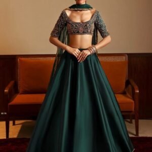 Designer Malai Satin Party Wear Lehenga Set With Zari Work Blouse