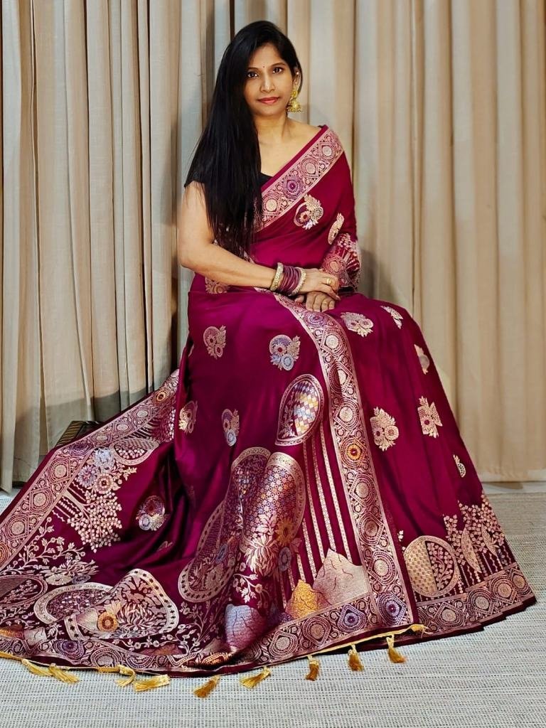 designer maroon banarasi khadi 1735726970 Designer Maroon Banarasi Khadi Silk Sarees