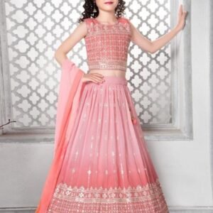 Designer Party Wear Multi Work Faux Georgette Kids Lehenga Choli With Digital Print