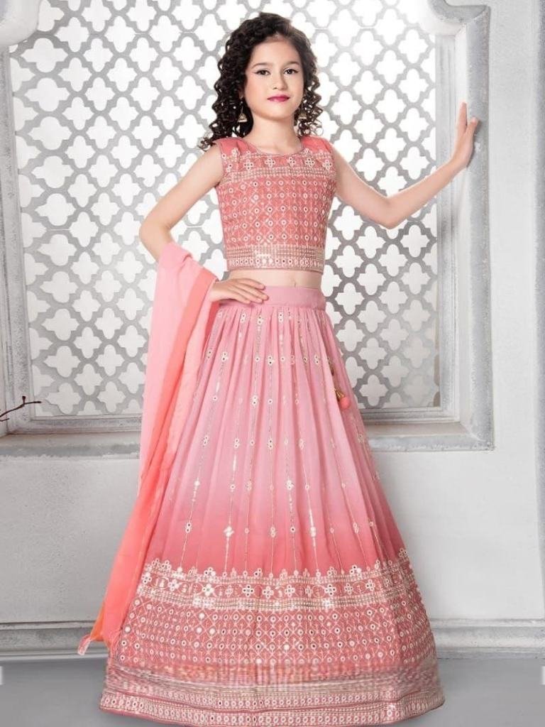 designer party wear multi work 1738575369 Designer Party Wear Multi Work Faux Georgette Kids Lehenga Choli With Digital Print