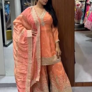 Designer Party Wear Pure Heavy Chinon Sharara Suits