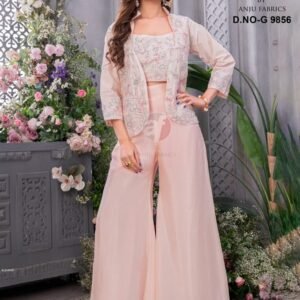 Designer Peach Indo Western Suit With Hand Work by Anju Fab 9856