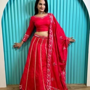 Designer Pink Foil Paper Work Silk Lehenga Choli