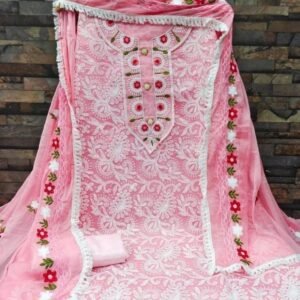 Designer Pink Model Embroidery Dress Material