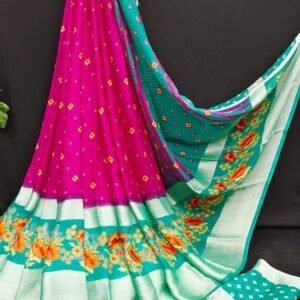 Designer Pink Moss Georgette Saree