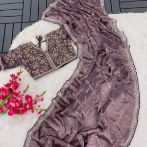 Designer Pink Pure Soft Jimmy Choo Silk Saree