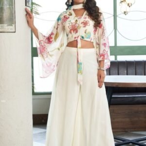 Designer Printed Indo Western Set With Bell Sleeves