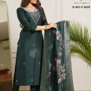 Designer Pure Dola Silk Green Kurti Pant Set