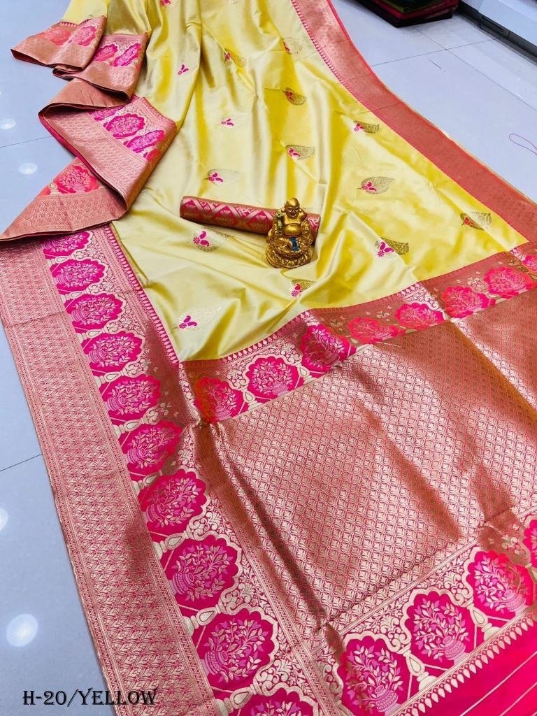 designer pure silk gold jari a 1721813351 Designer Pure Silk Gold Jari And Yellow Saree