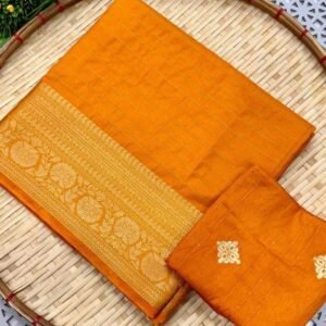 Designer Pure Yellow Georgette Saree With Jacquard Blouse