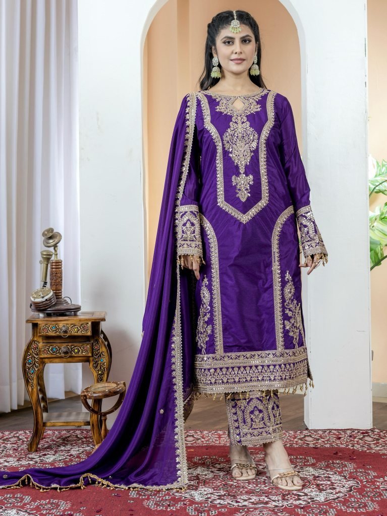 designer purpule readymade top 1740133939 Designer Purpule Readymade Top Plazzo Dupatta
