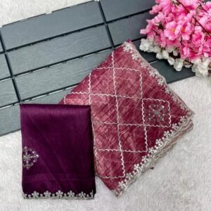 Designer Red Soft Gold Crush Saree For Women