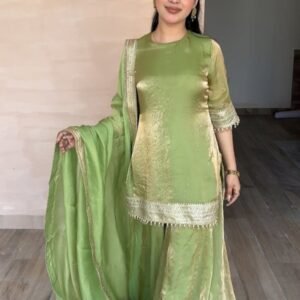 Designer Sequence Work Fancy Top Palazzo Dupatta Set