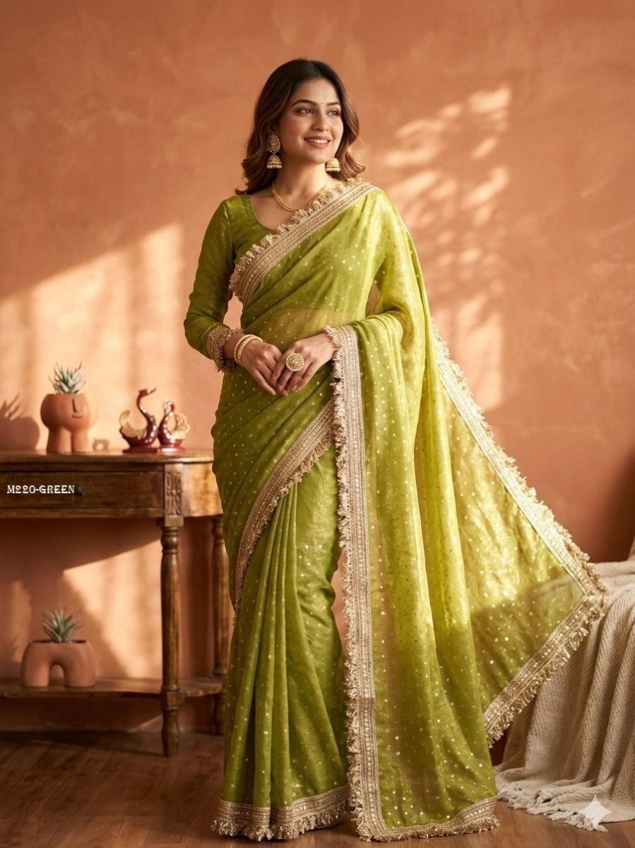 designer silk green saree with 1773307931 Designer Silk Green Saree With Jacquard Butti