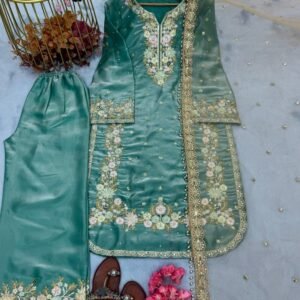 Designer Sky Blue Plazzo Set with Sequence Work