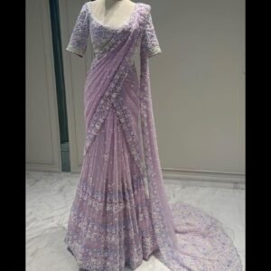 Designer soft net Thread sequence work partywear saree
