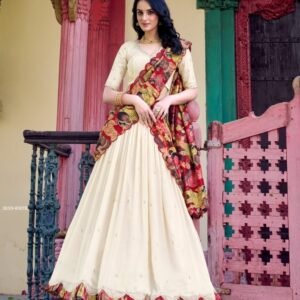 Designer Vichitra Silk Lehenga for Women with Foil Work Dupatta