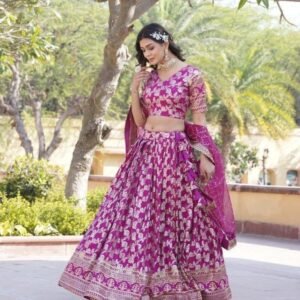 Designer Jacquard Viscose Magenta Color Lehenga Choli