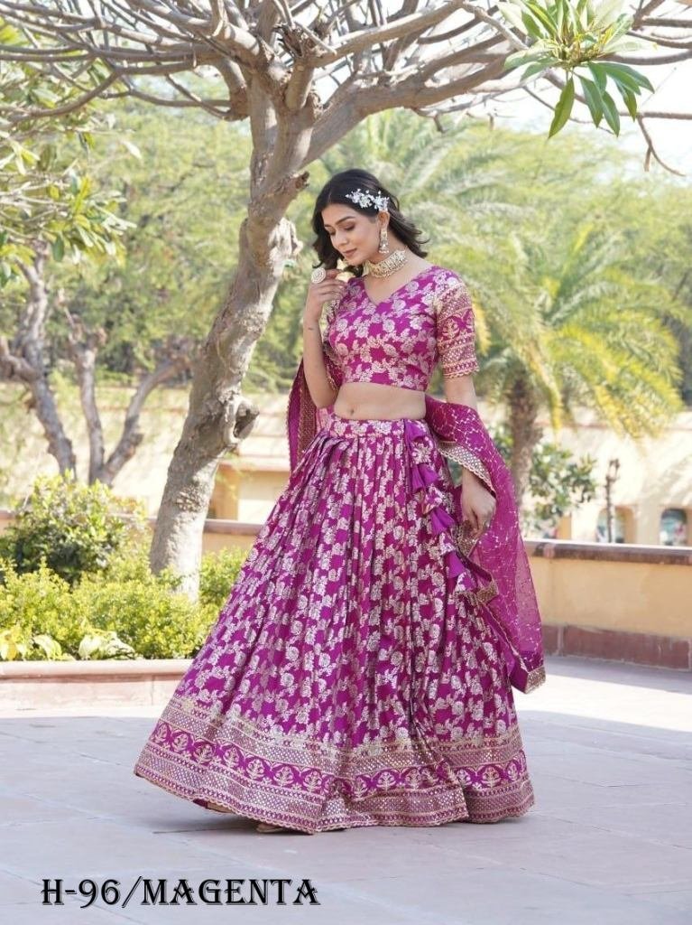 designer viscose jacquard mage 1725101117 Designer Jacquard Viscose Magenta Color Lehenga Choli