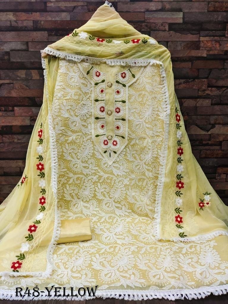 designer yellow model embroide 1718098933 Designer Yellow Model Embroidery Dress Material