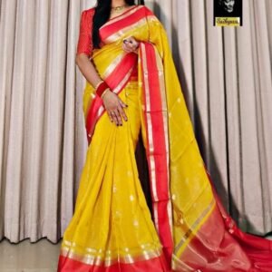Designer Yellow Soft Viscose Zari Weaving Kovaipattu Sareee
