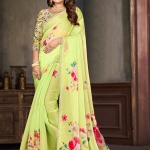 Diamond Work Jimmy Choo Yellow Saree