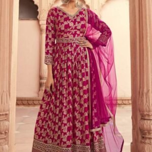 DIF 503 A Rani Pink Dola Jacquard Gown