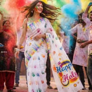 Digital Print Cotton Saree For Holi